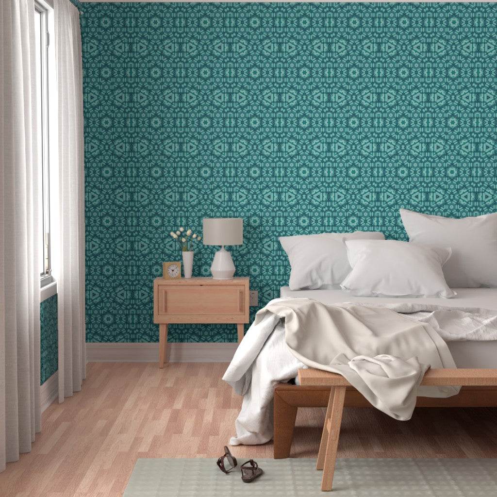 Linear Green Star Wallpaper