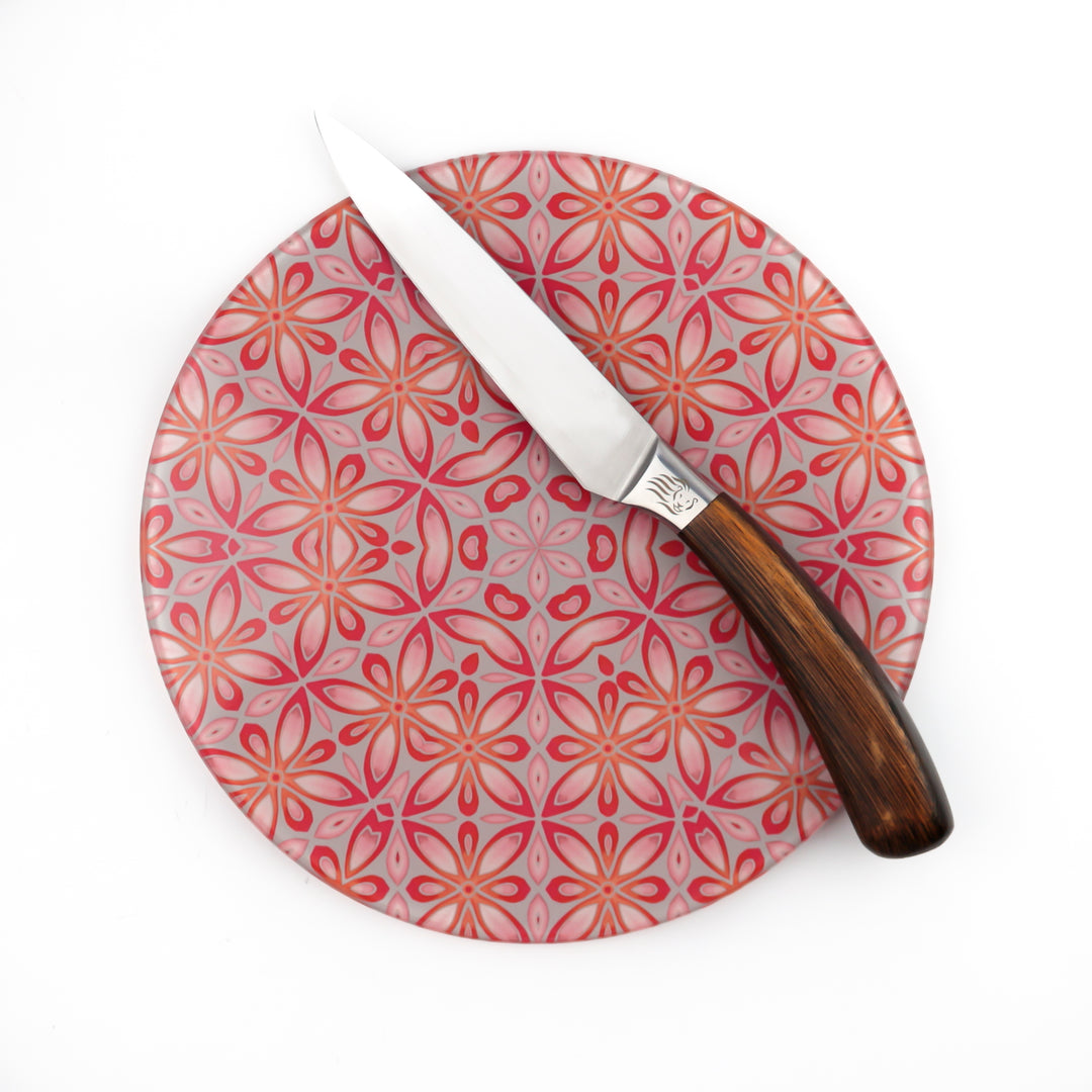 Pink Grey Orange Floral - Circular Worktop Protector