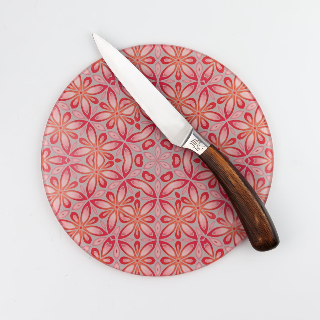 Pink Grey Orange Floral - Circular Worktop Protector