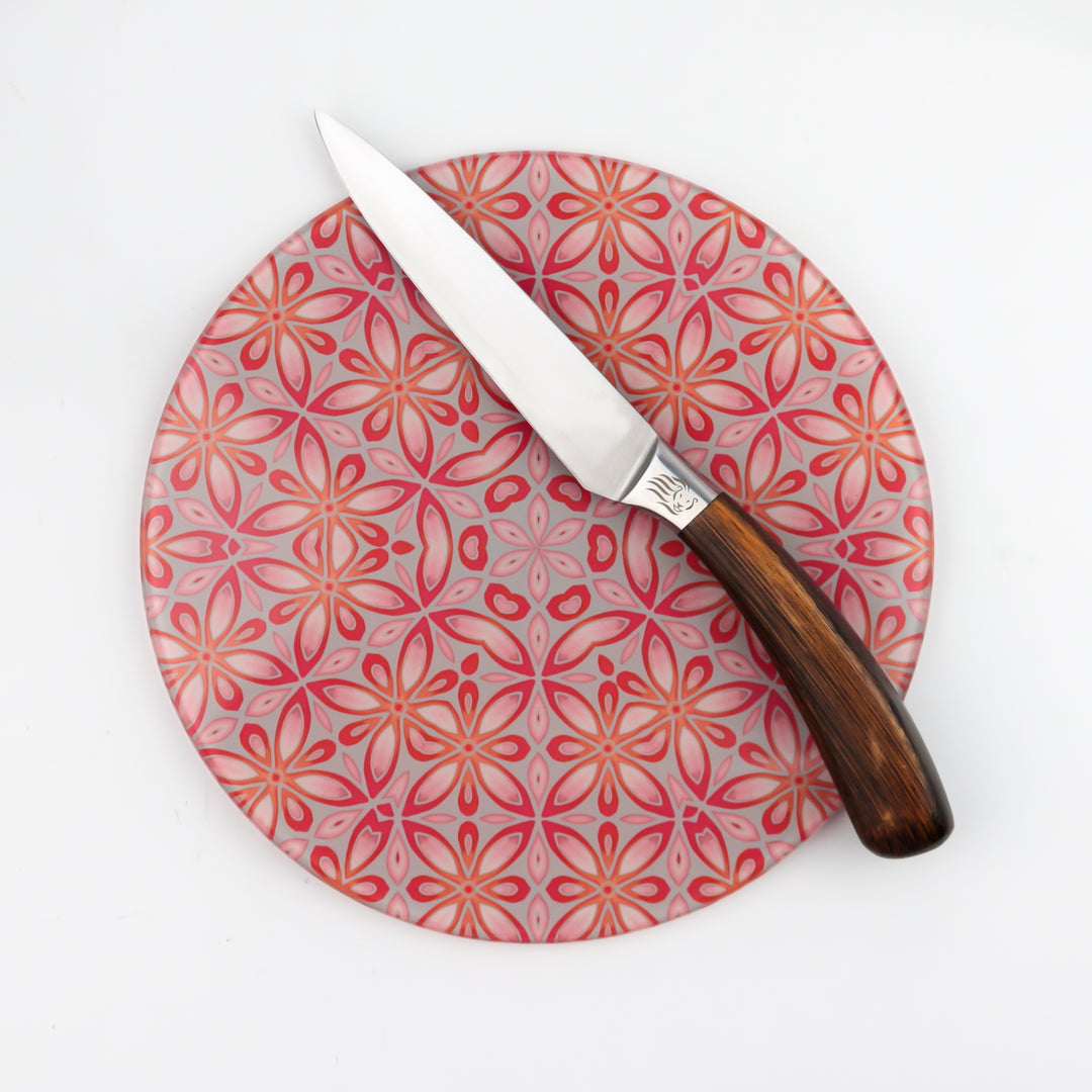 Pink Grey Orange Floral - Circular Worktop Protector