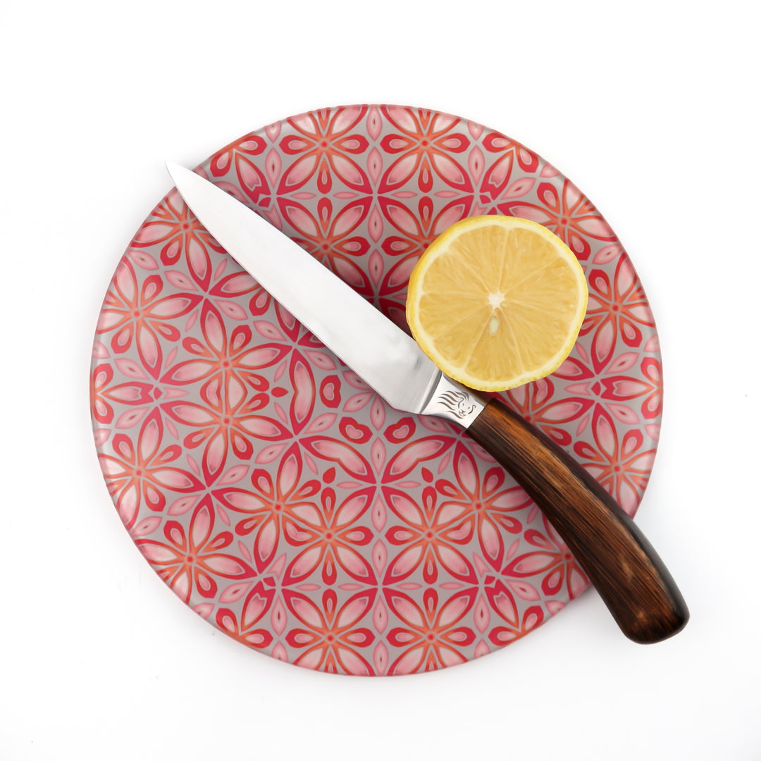 Pink Grey Orange Floral - Circular Worktop Protector