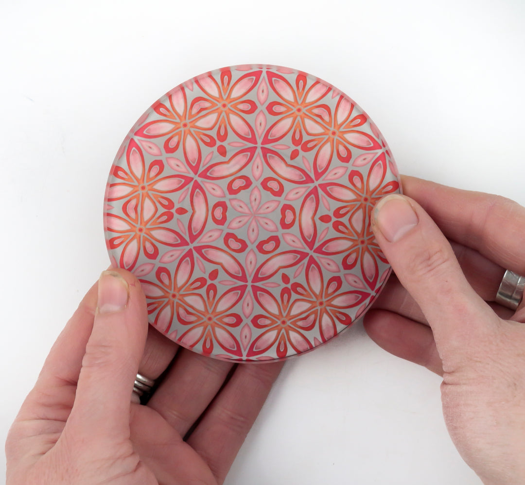 Pink, Grey &amp; Orange Flower coasters