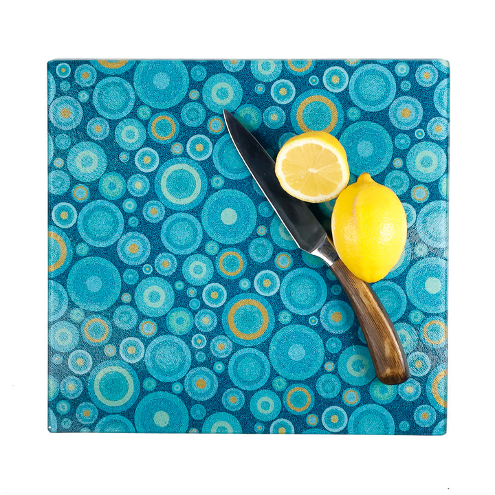 SALE - Medium Starry Night Chopping Board - Teal Orange