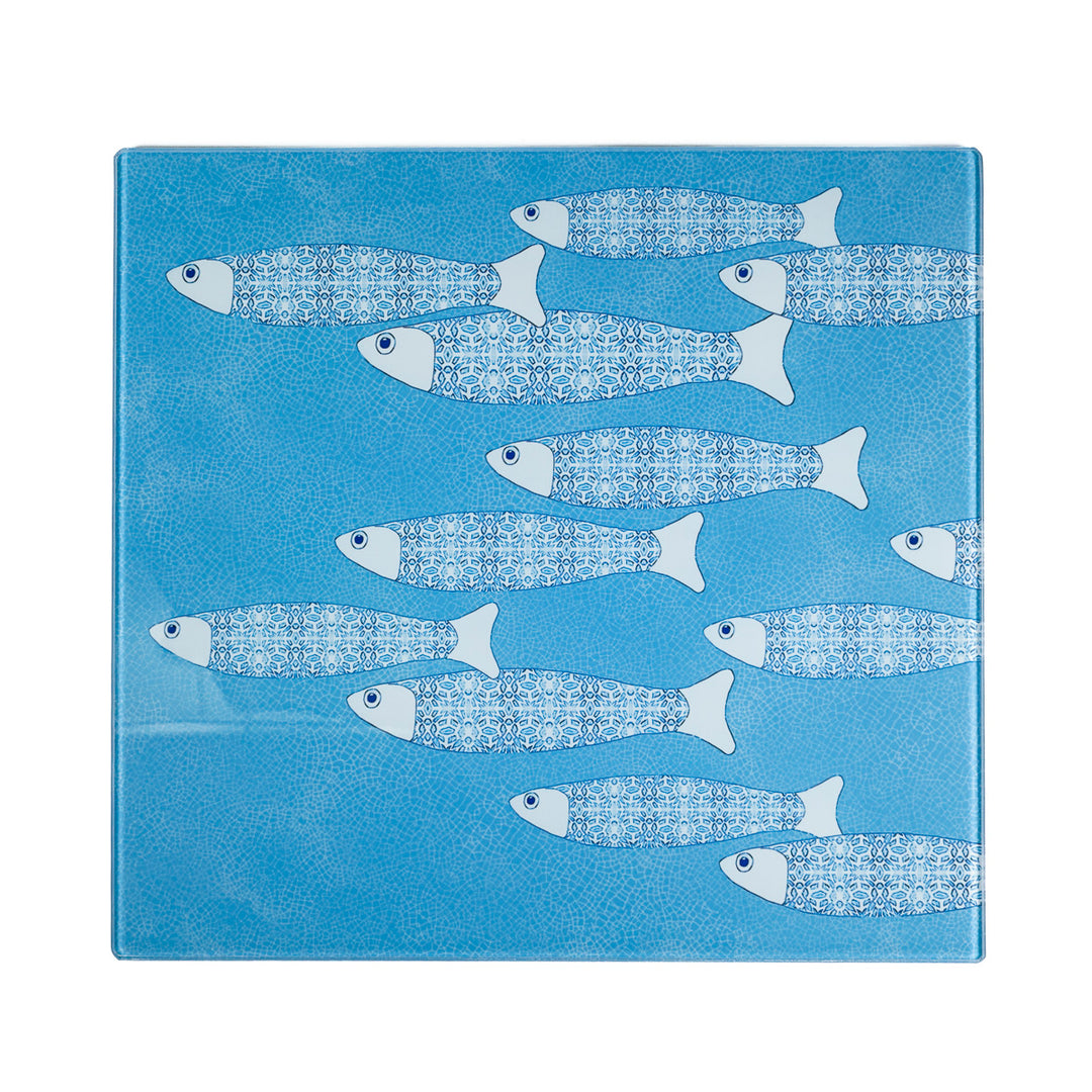 SALE -  Medium Square Sky Blue Ocean Shoal Trivet (smooth)