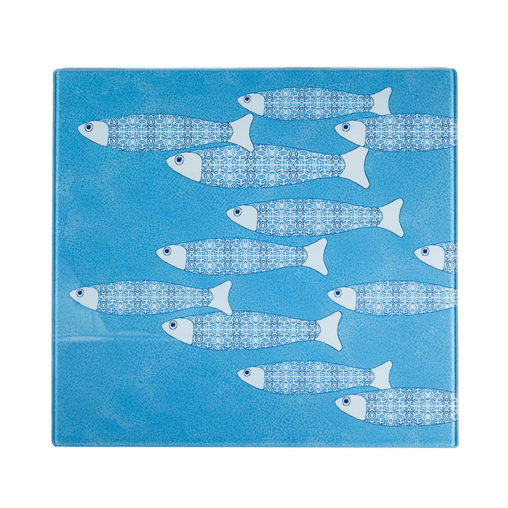 SALE -  Medium Square Sky Blue Ocean Shoal Trivet (smooth)