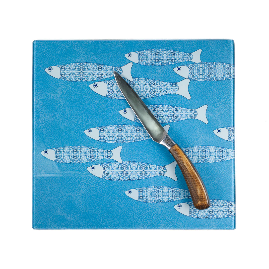 SALE -  Medium Square Sky Blue Ocean Shoal Trivet (smooth)