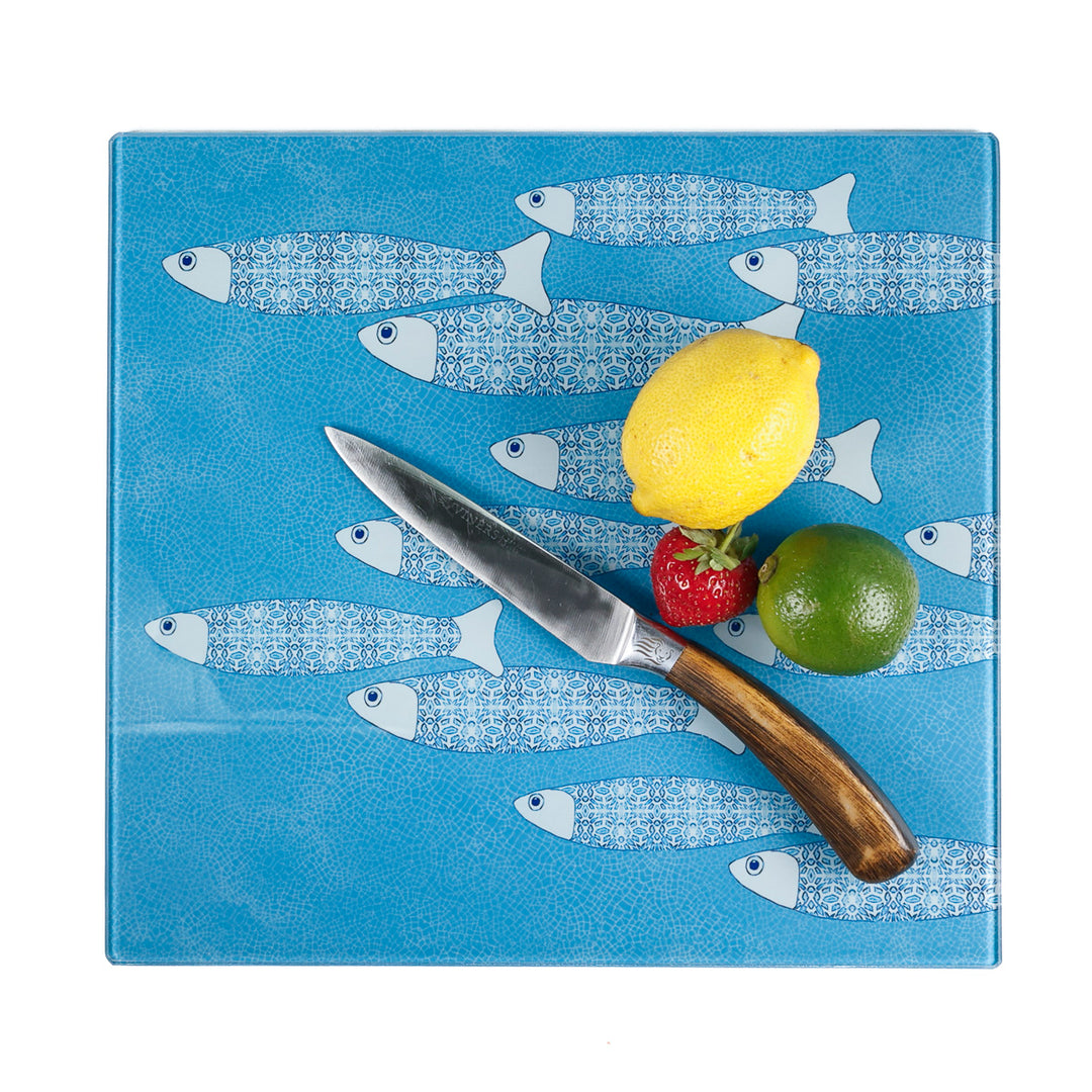SALE -  Medium Square Sky Blue Ocean Shoal Trivet (smooth)