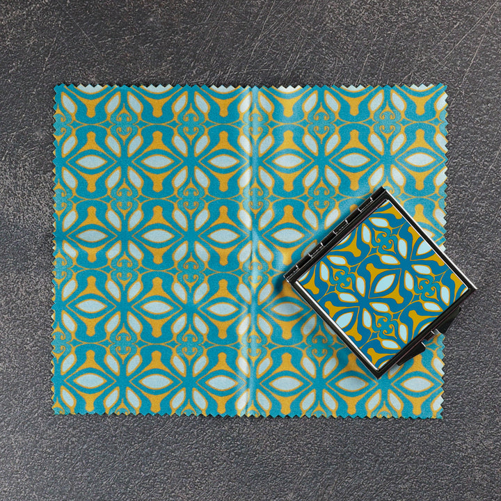 SALE - Teal &amp; Orange Greek Style - Square Compact Folding Mirror