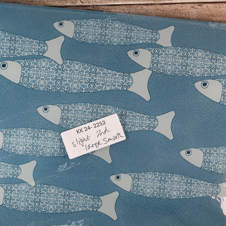 SALE - Large Rectangular Grey/Blue Ocean Shoal - Chopping Board (smooth)