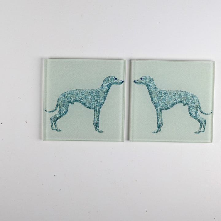 SALE - Pair of Greyhound / Whippet / Lurcher - blue/grey coasters (prototype)