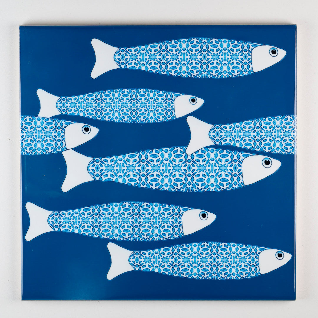 SALE SECOND SET - 4 x 20cm - Teal Ocean Shoal border tiles