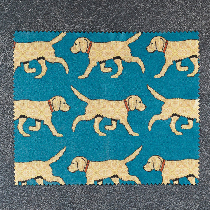 SALE - Labradoodle (Blonde on Teal) - Circular Compact Folding Mirror