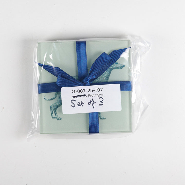 SALE - Set of 3x Greyhound / Whippet / Lurcher - blue/grey coasters (prototype)