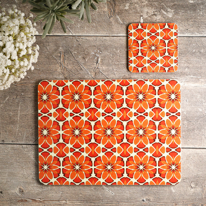 Moroccan Flower Placemat - Orange Apricot
