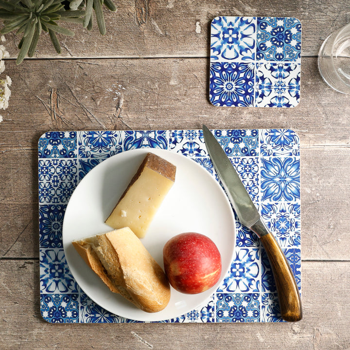 Mixed Tile Design Placemat - Blue &amp; White