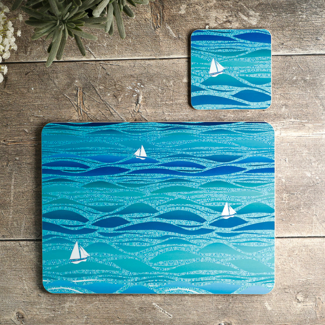 Caribbean Sailing Placemat - Blue Boats