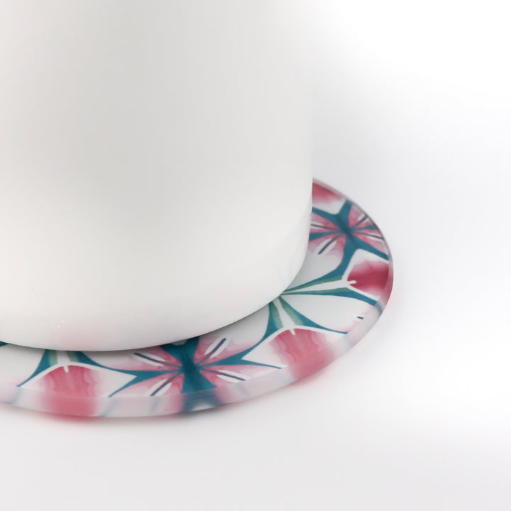 Pink and Teal Flower coasters
