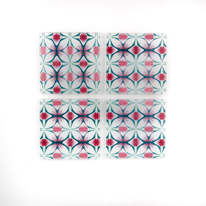 Pink and Teal Flower coasters