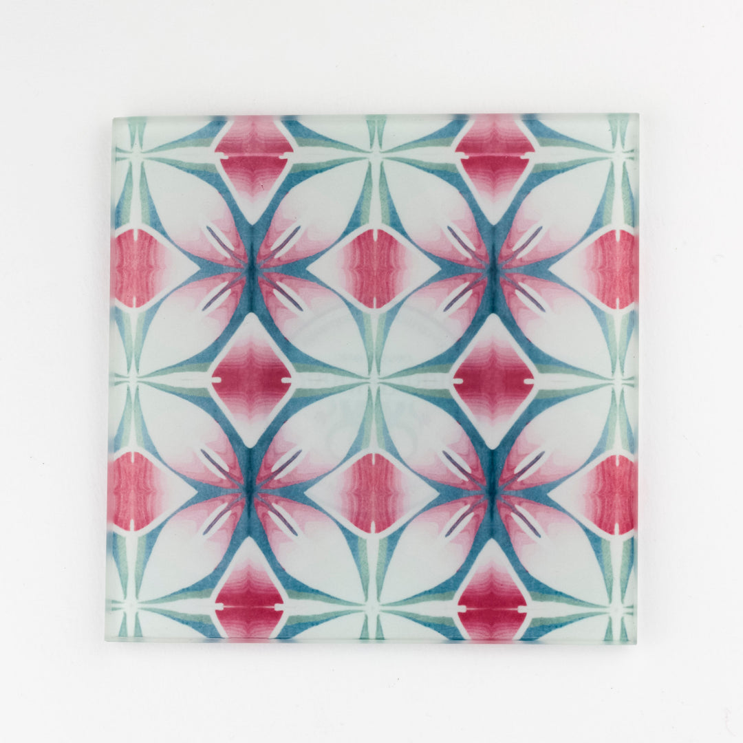 Pink and Teal Flower coasters