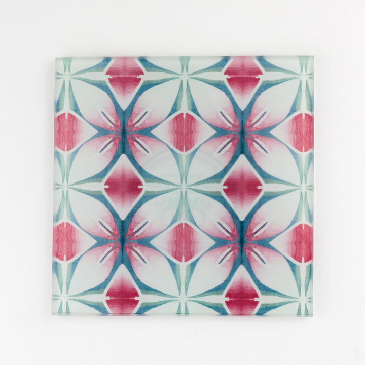 Pink and Teal Flower coasters
