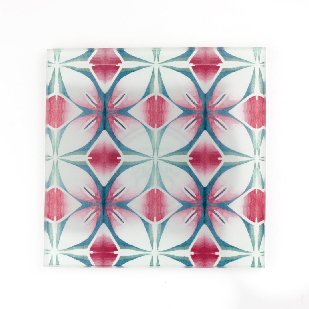 Pink and Teal Flower coasters