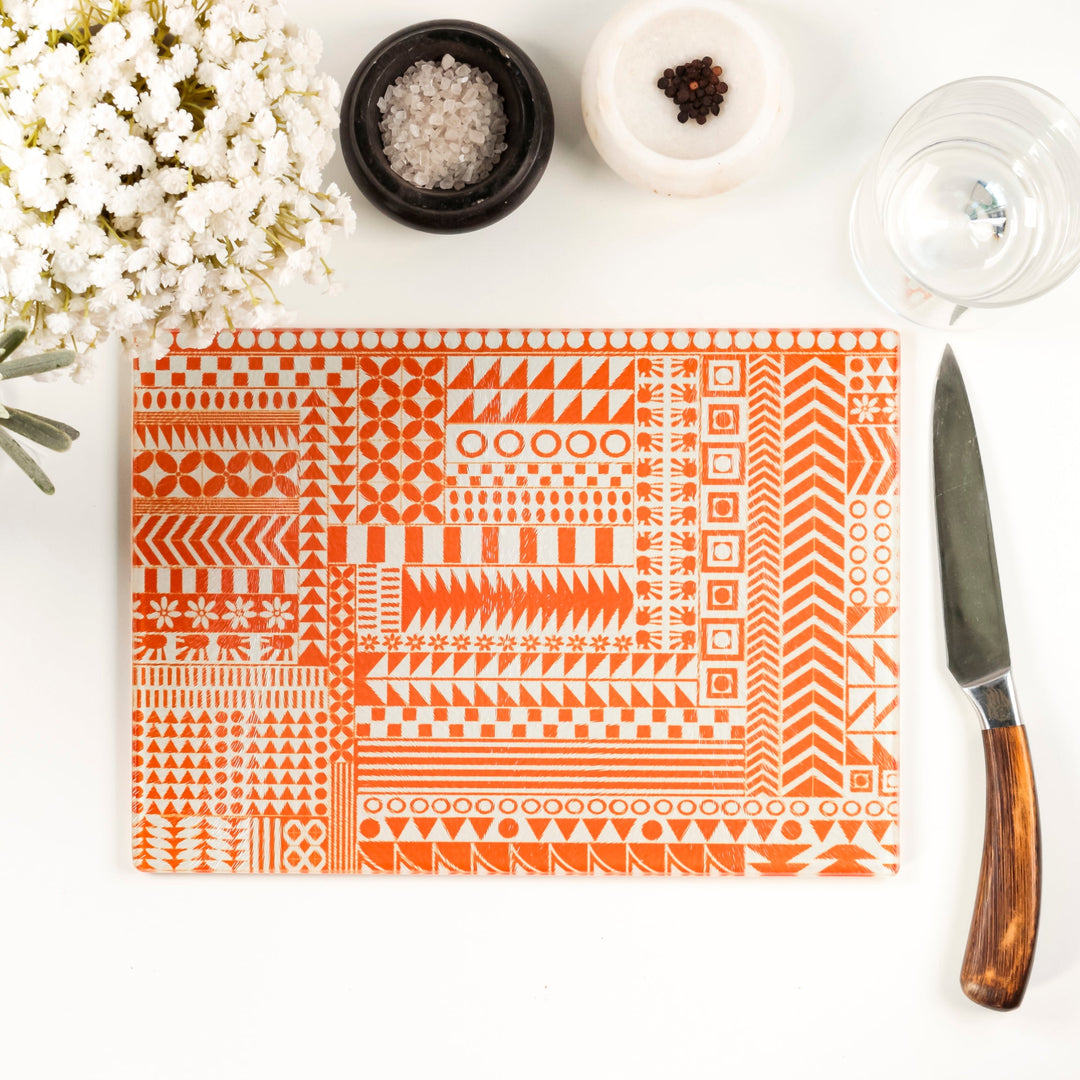 SALE Geometric Orange Zigzag Worktop Protector