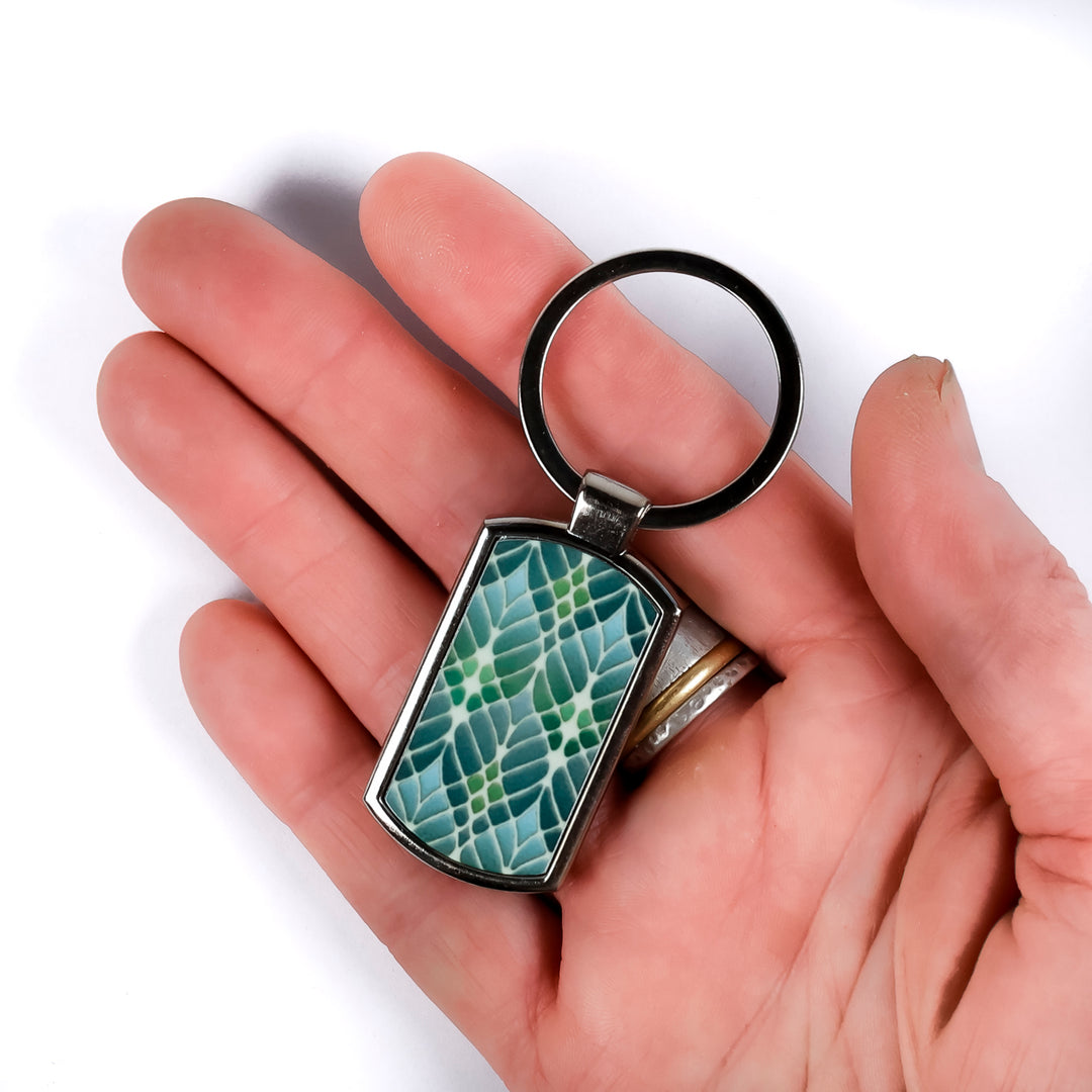 SALE - Interwoven Trees Keyring - Muted Greens (small scale)