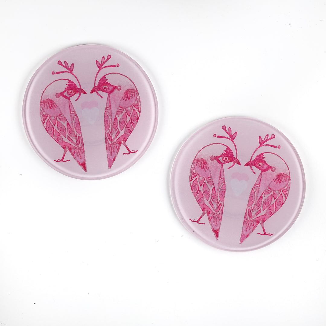 Pink Lovebirds Coaster