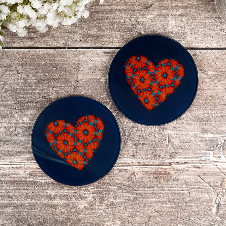 Moroccan Flower Heart Coasters