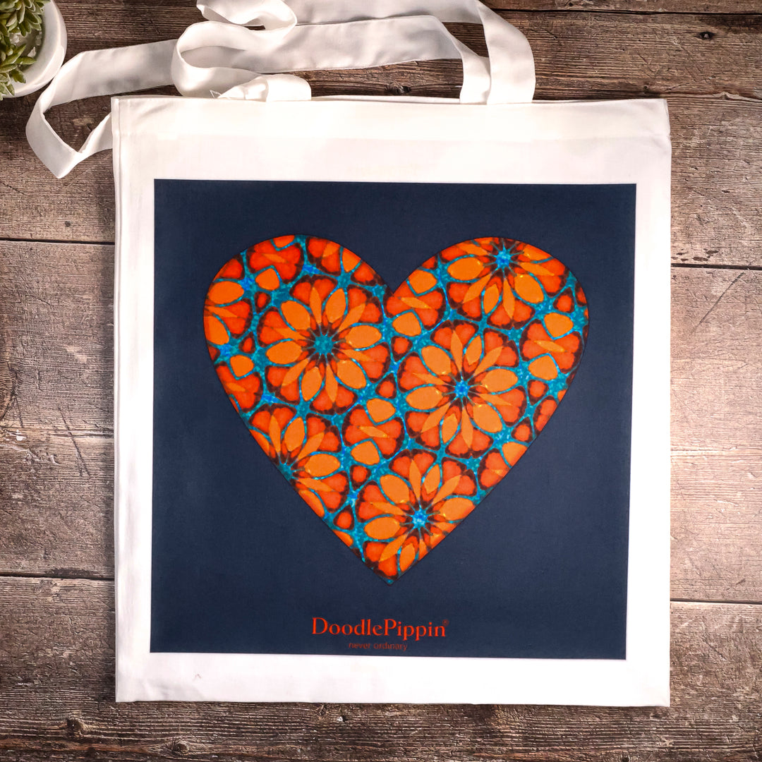 SALE - Moroccan Flower Heart Lightweight Bag - Dark Blue