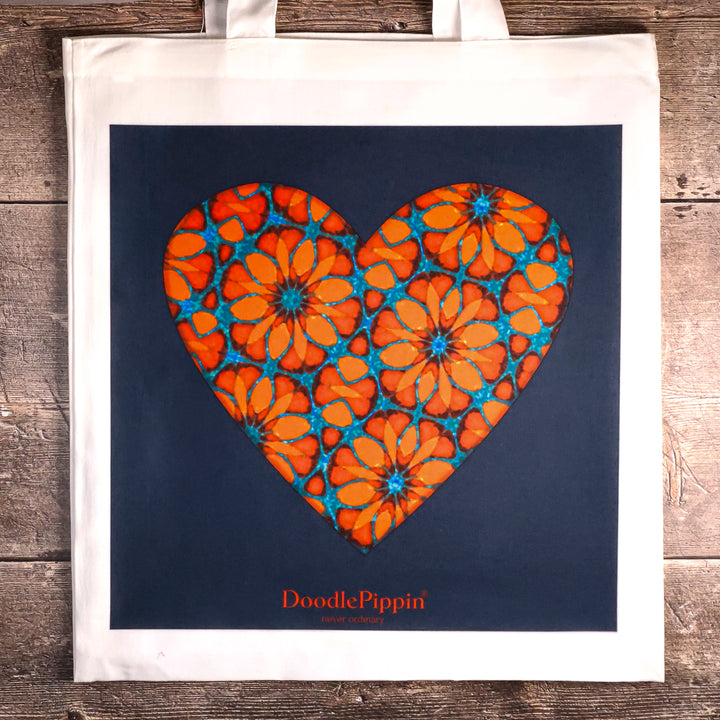 SALE - Moroccan Flower Heart Lightweight Bag - Dark Blue
