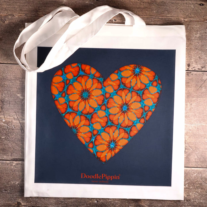 SALE - Moroccan Flower Heart Lightweight Bag - Dark Blue