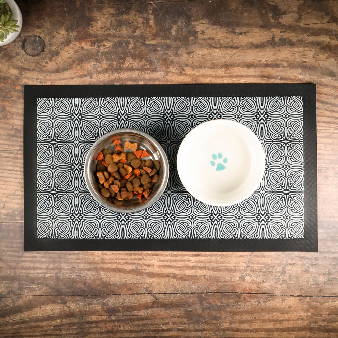 SALE - Black &amp; Grey Celtic Pet Food Placemat