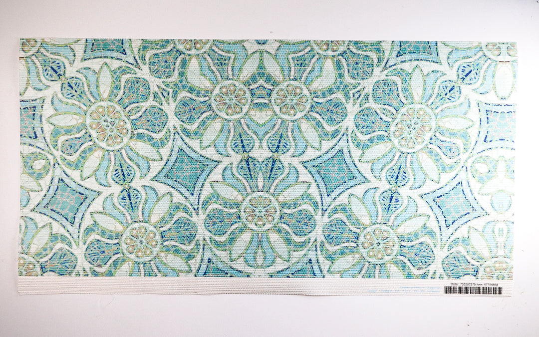 Sale - Aqua Pomegranate - Grasscloth Wallpaper Sample