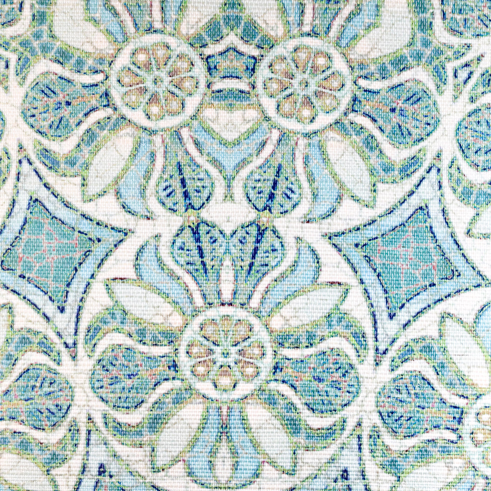 Sale - Aqua Pomegranate - Grasscloth Wallpaper Sample
