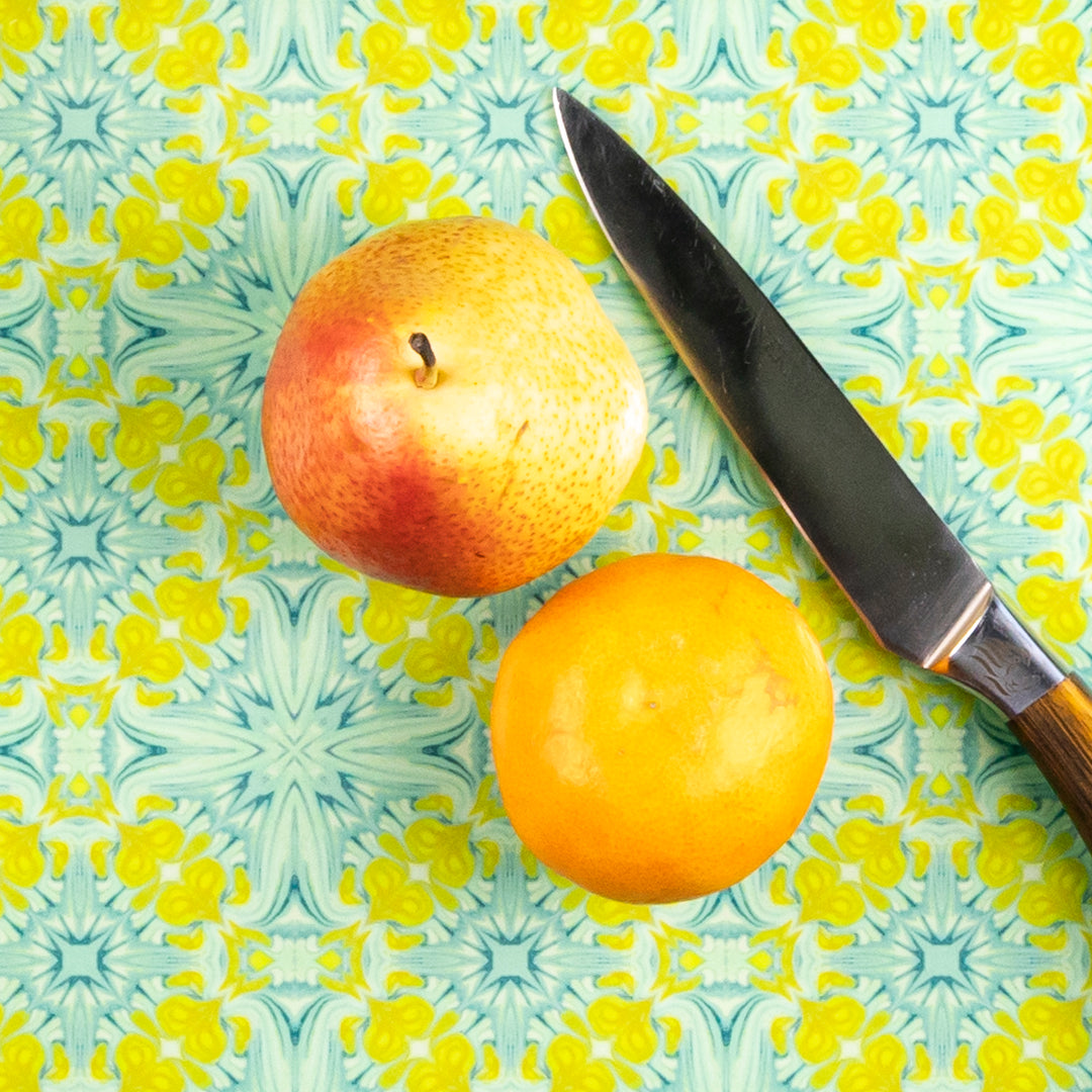 SALE - Yellow/Green Vintage Bouquet Chopping Board (Large/Smooth)