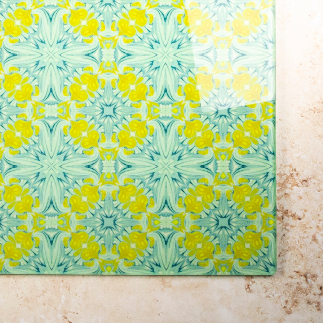 SALE - Yellow/Green Vintage Bouquet Chopping Board (Large/Smooth)