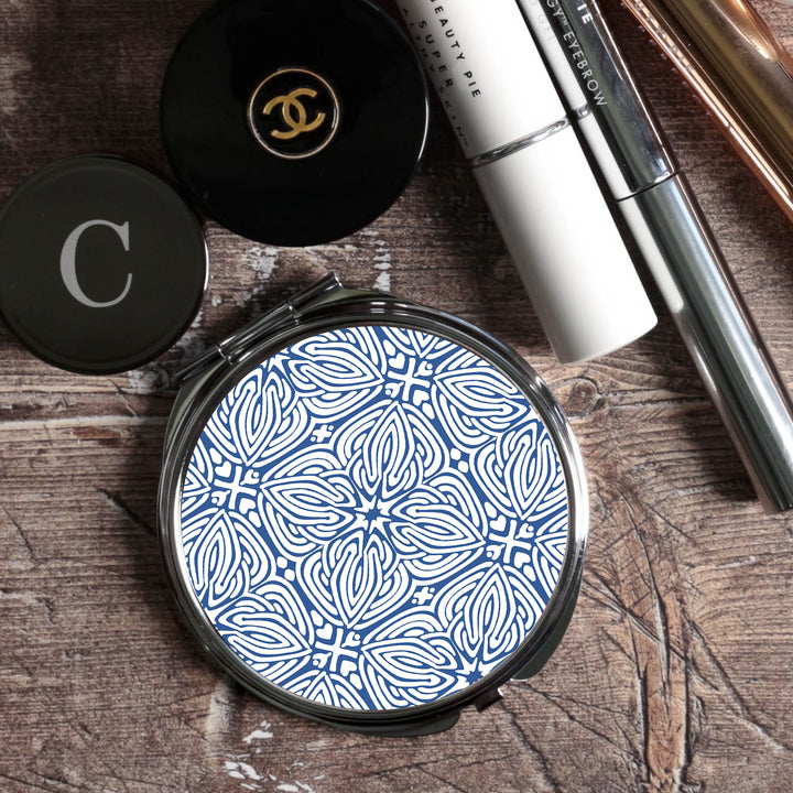 Blue Celtic Knot Compact Folding Mirror