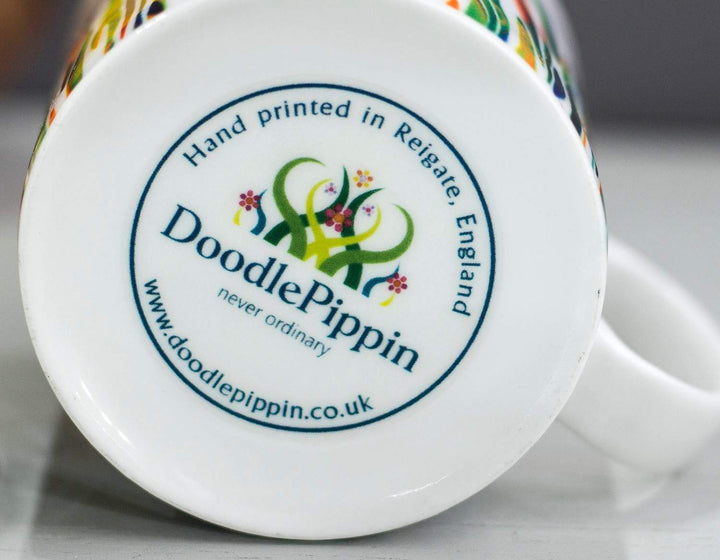 Large blue bone china mug - DoodlePippin