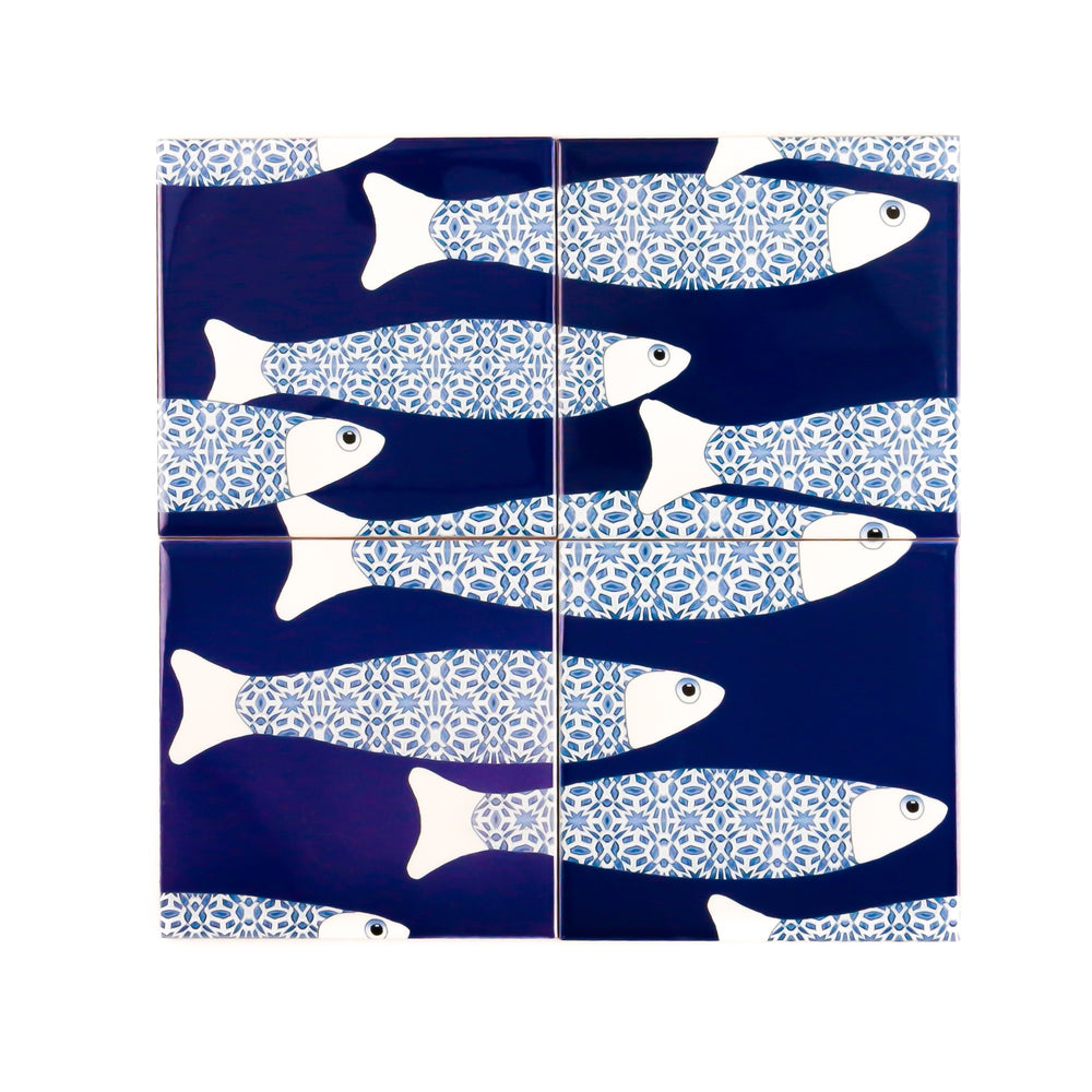 Ocean Shoal tile - Large Scale - Navy
